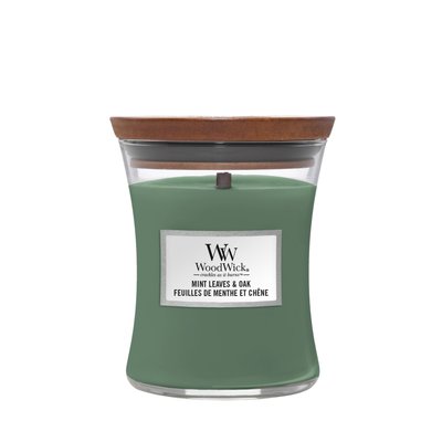 Ароматична свічка з нотами м'яти та дуба Woodwick Medium Mint Leaves & Oak 275г