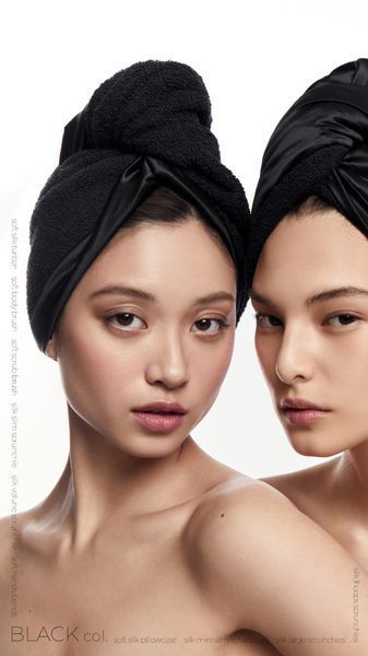 Шовковий рушник-тюрбан Mon Mou Soft Silk Turban чорний 00012070 фото