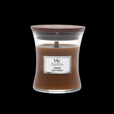 Ароматична свічка з ароматом тютюнового листя і замші Woodwick Mini Humidor 85g