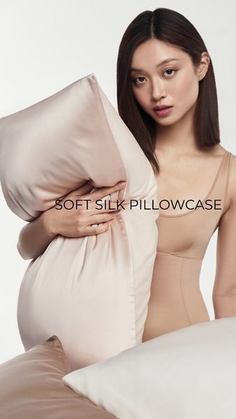 Наволочка з натурального шовку та сатину Mon Mou Soft Silk Pillowcase нюдова 001037 фото